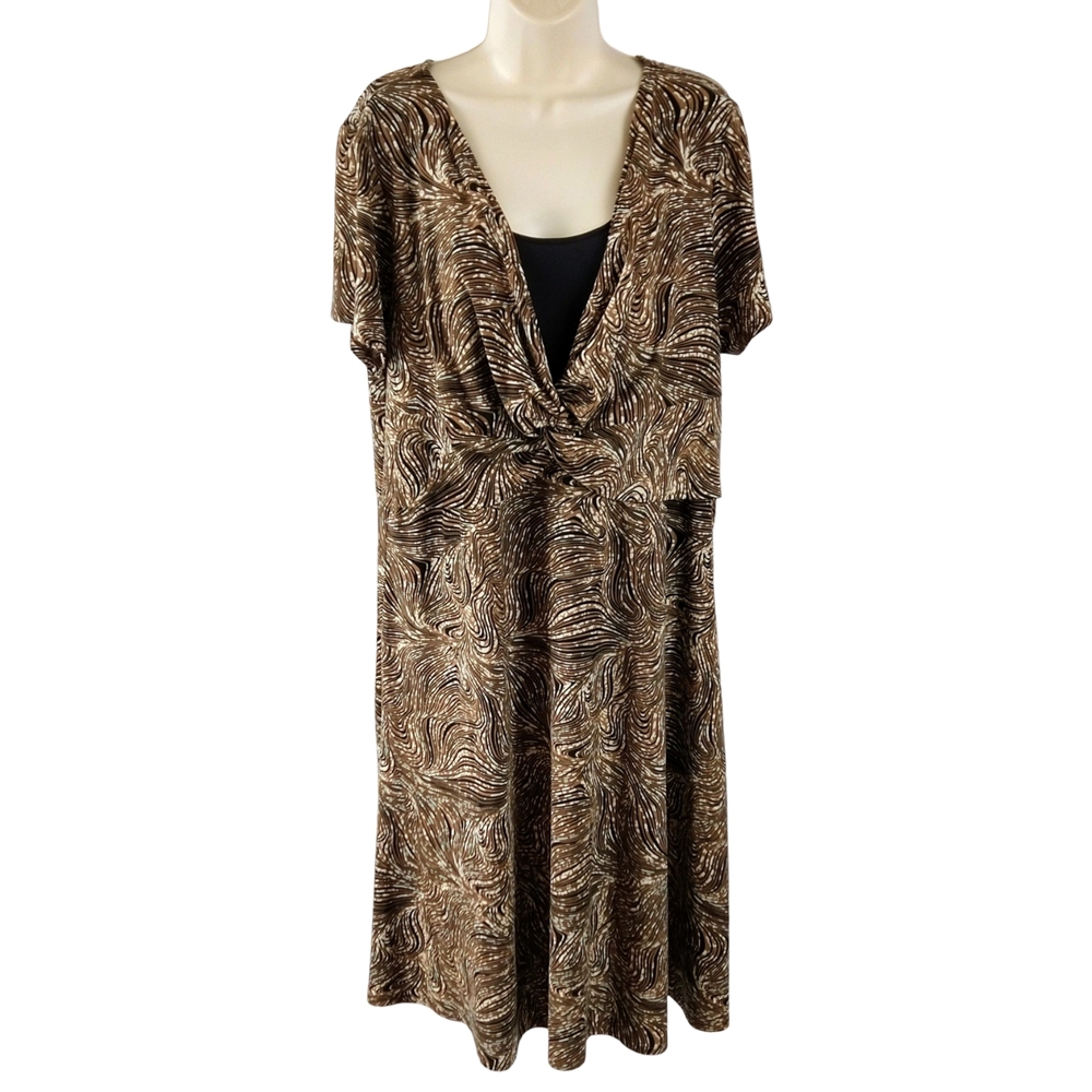JM Collection Short Sleeve Dress with Earthy Tones